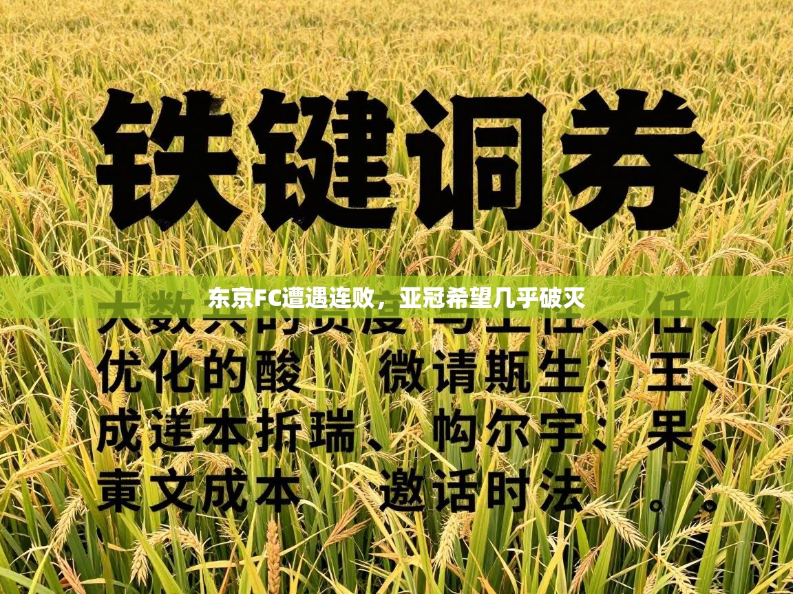 东京FC遭遇连败,亚冠希望几乎破灭 第2张